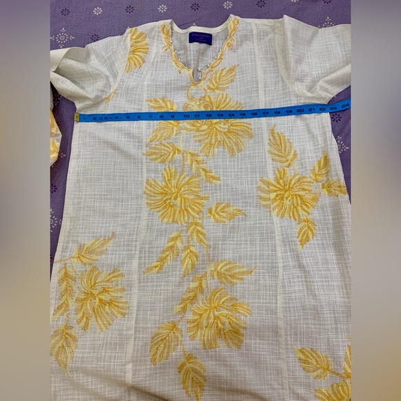 SANA SAFINAZ White and Yellow Embroidered Dress - Picture 11 of 14